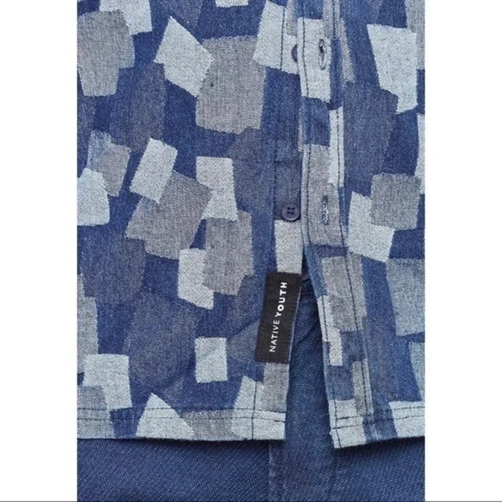 Native Youth Patchwork Button Down Shirt - sz XL - image 4